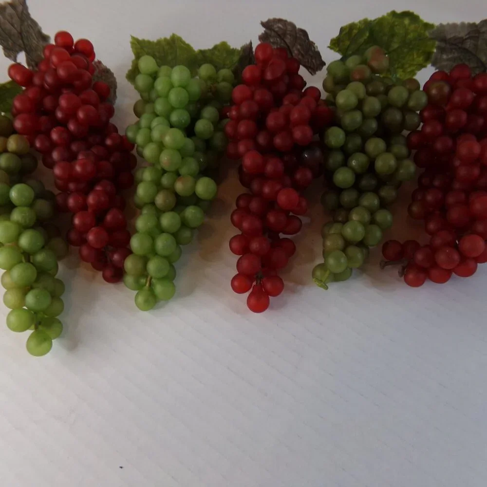 Plastic Rubber Artificial Decorative Grapes 6 Bunches Pods Faux